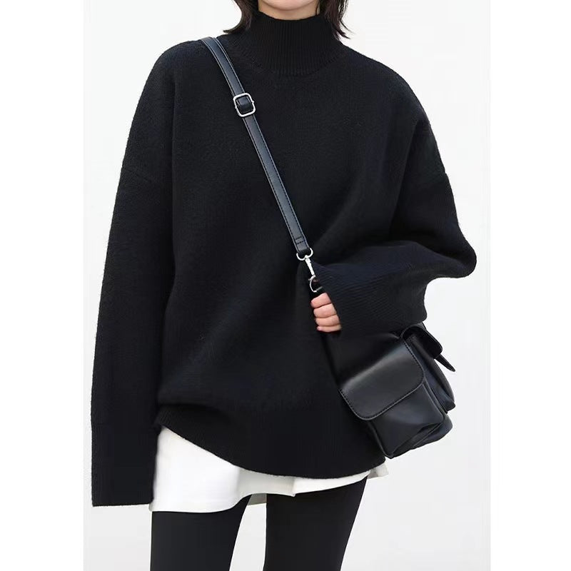 Damen Grobstrickpullover mit hohem Rollkragen und überschnittenen Schultern Drune