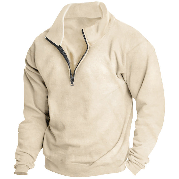 Unisex nan Oversize Sweatshirt mit halbem Reißverschluss und hohem Stehkragen Drune
