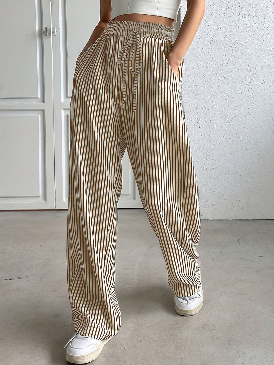 Damen Weite Streifen-Hose Drune