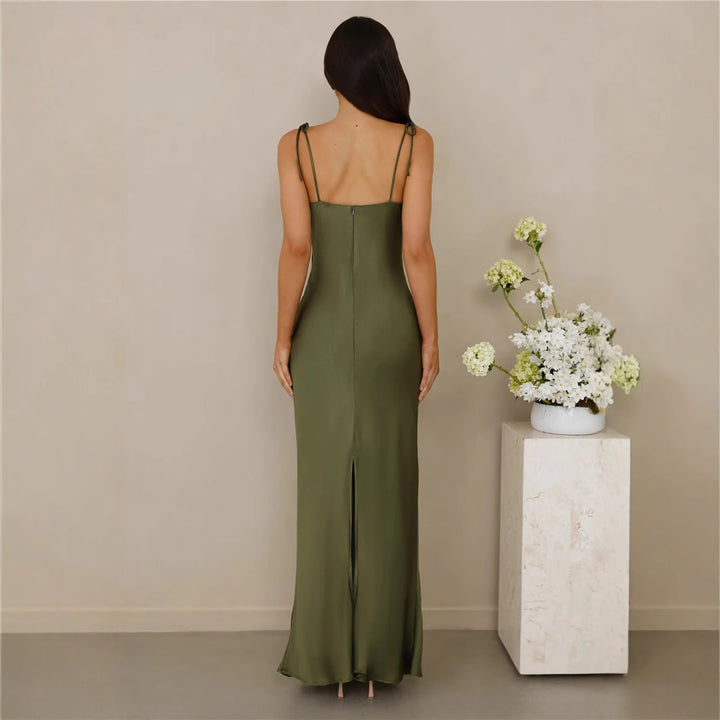 Damen Langabendkleid mit zarten Spaghettiträgern und eleganter Silhouette Drune