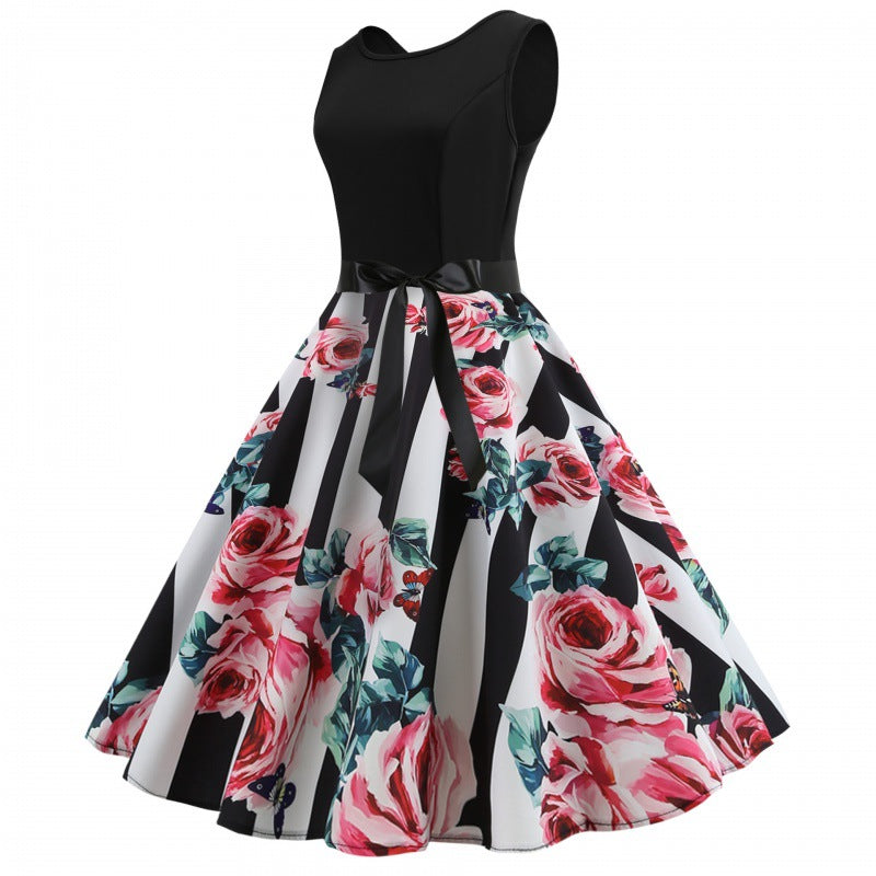 Damen Swingkleid mit floralem Design und taillierter Silhouette Drune