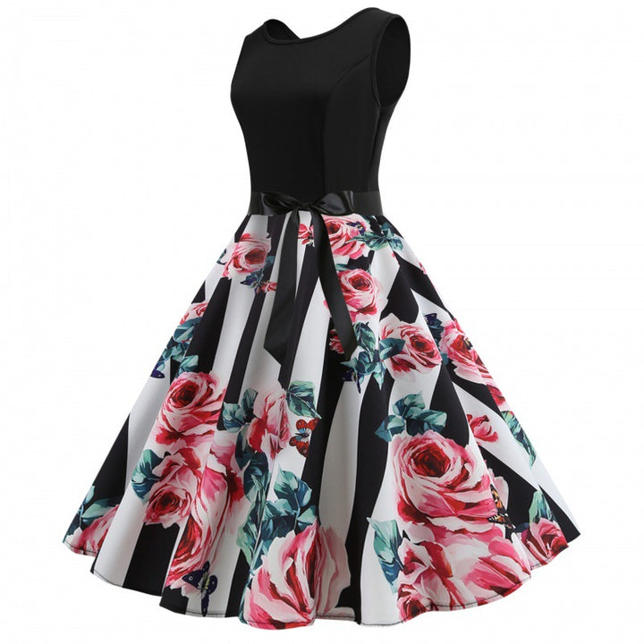 Damen Swingkleid mit floralem Design und taillierter Silhouette Drune