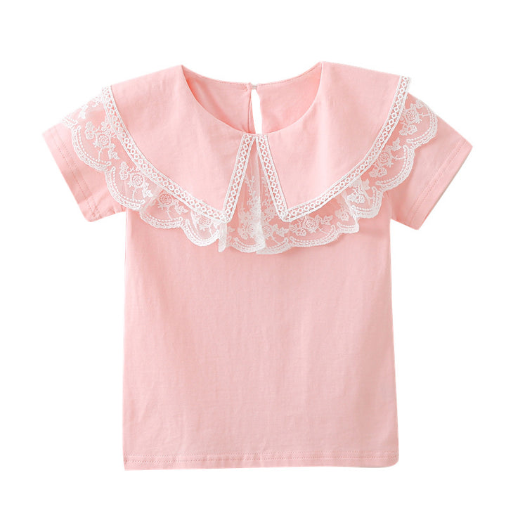 Mädchen Bluse mit elegantem Spitzenkragen und verspielten Rüschen Drune