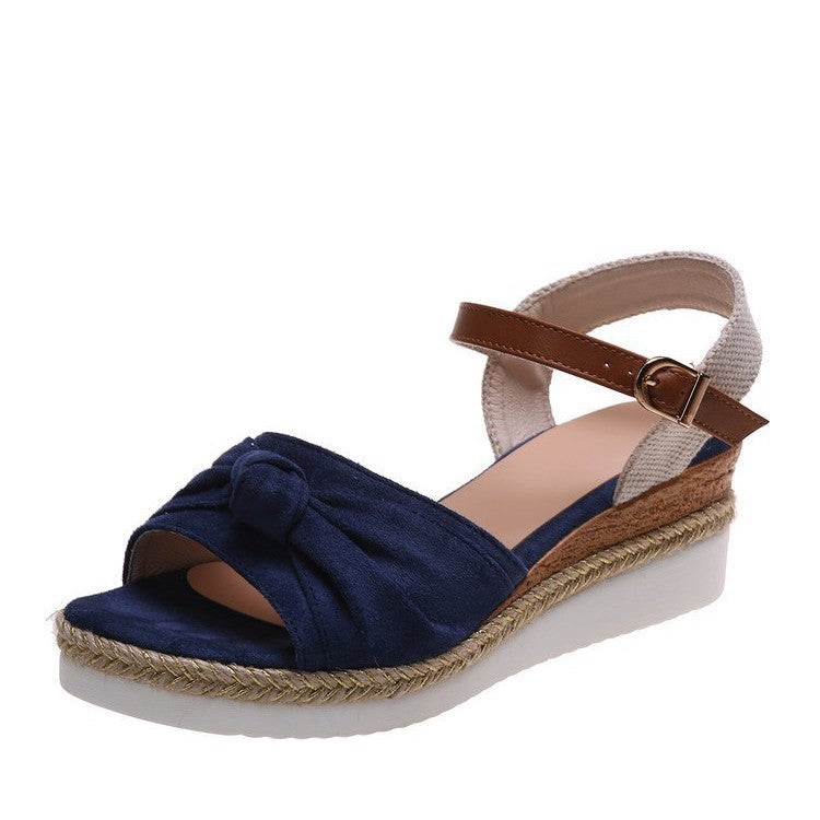 Damen Wedge-Sandalen mit verstellbarem Riemen und elastischem Einsatz Drune