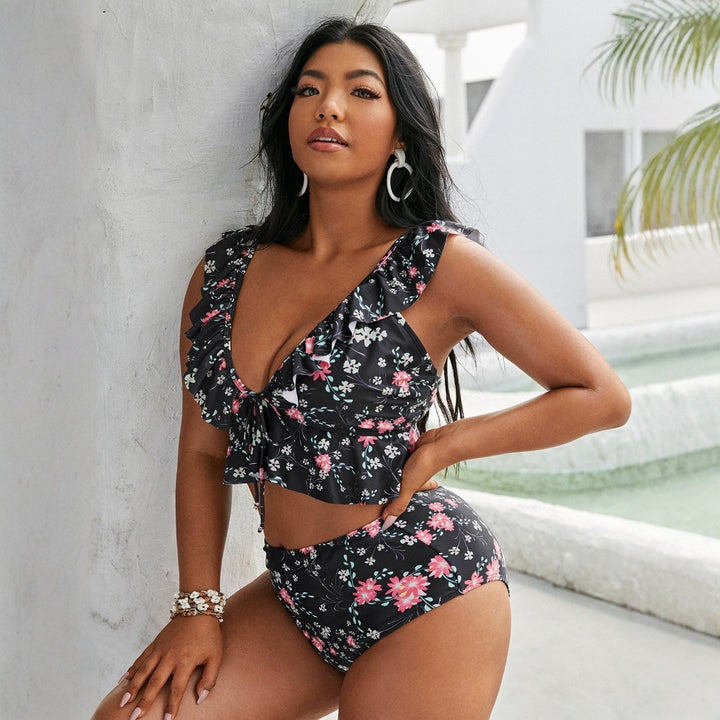 Damen Hochtailliertes Bikini-Set mit verspieltem Rüschendesign Drune