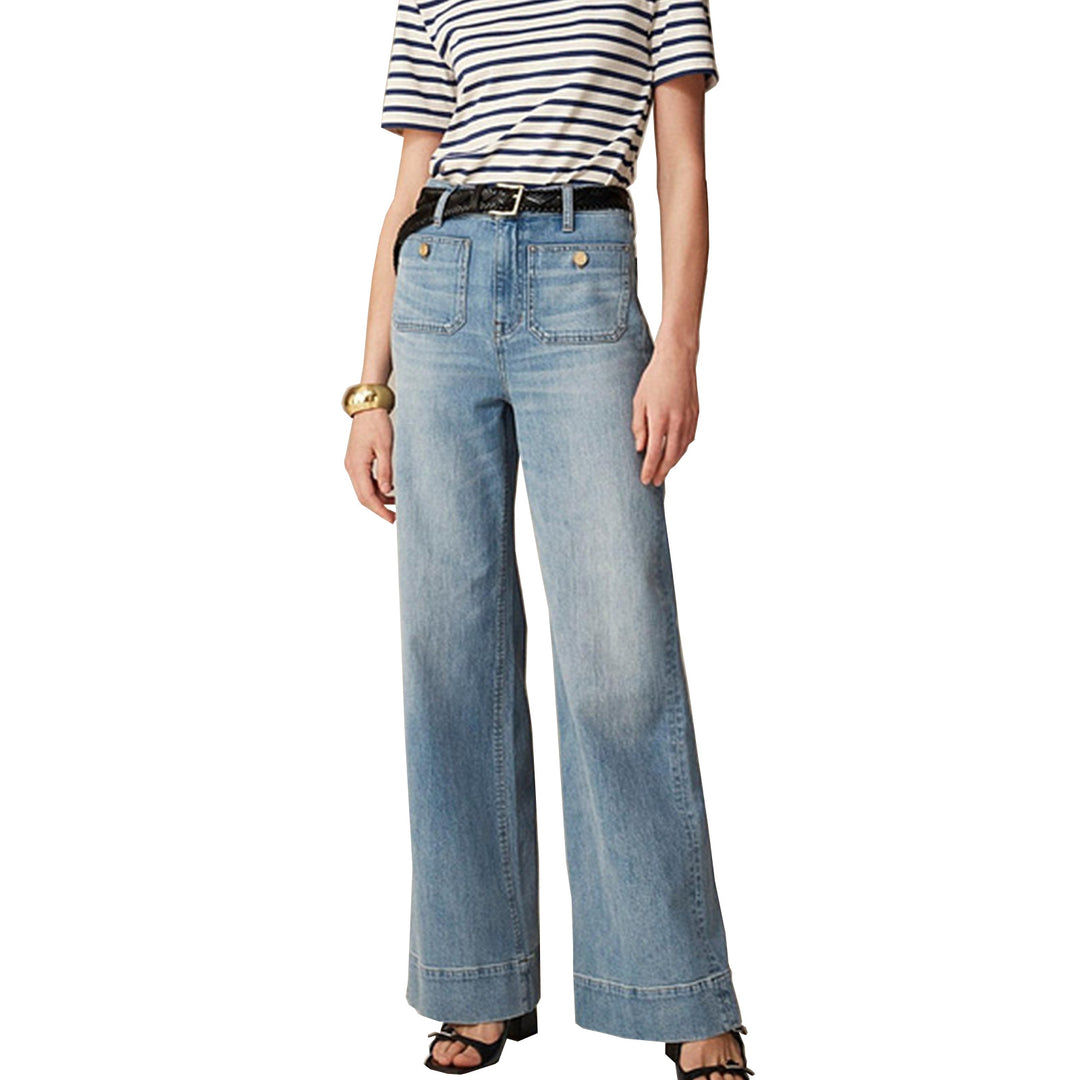 Damen Weite Komfortable Jeans mit hohen Bund Drune