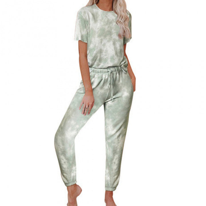 Damen Freizeit-Set mit modischem Batikdesign und elastischem Bund Drune