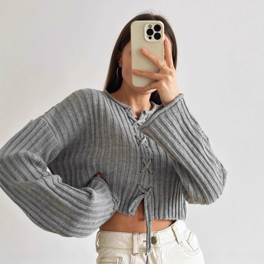Damen lockerer Strickpullover mit Zopfdesign Drune