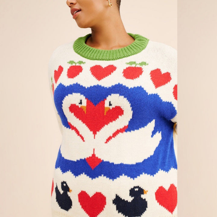 Damen Strickpullover mit Tiermotiv und farbenfrohen Akzenten Drune