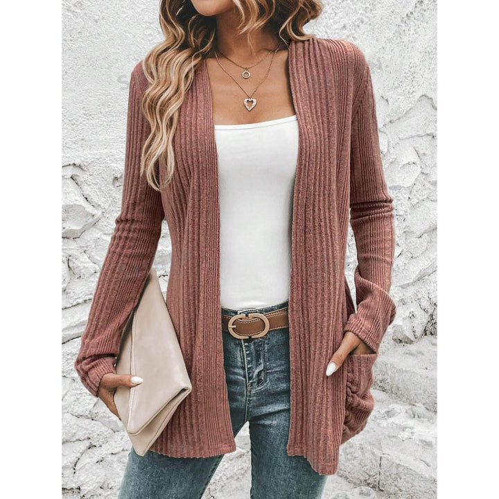 Damen Strickjacke mit modischem Rippendesign und praktischen Taschen Drune