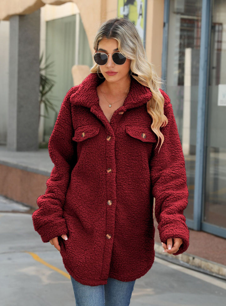 Damen Kuschelige Bouclé-Jacke mit großen Taschen Drune