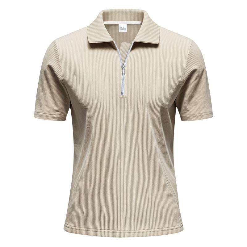 Unisex nan kurzärmeliges Halbzip-Polo aus geripptem Jersey mit Hemdkragen Drune