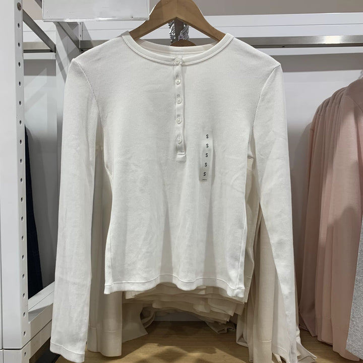 Damen Langarm-Henley-Shirt aus feiner Baumwollmischung Drune