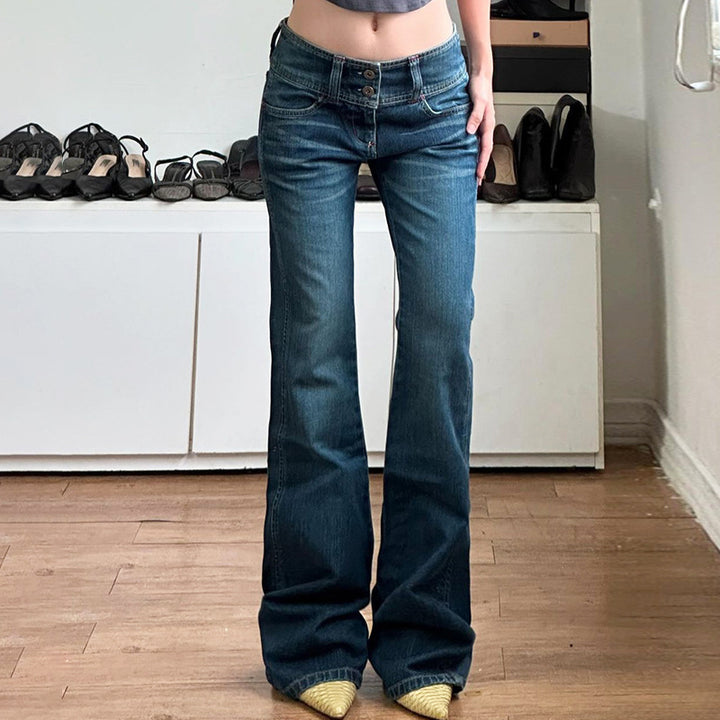 Damen Bootcut Jeans mit hohem Bund und seitlichen Taschen Drune