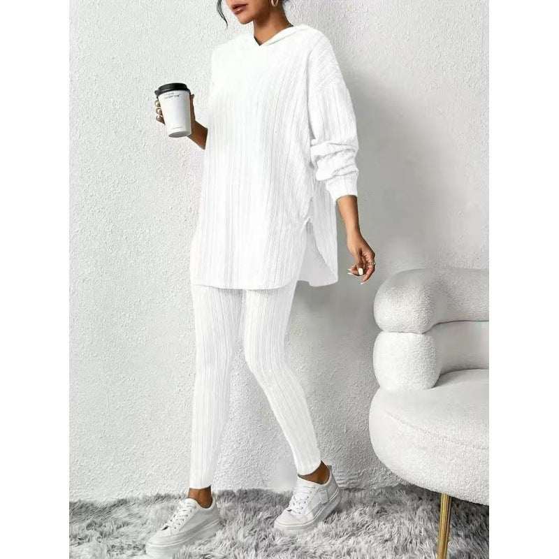 Damen Bequemes Lounge-Set mit Kapuze und schmalen Hosen Drune