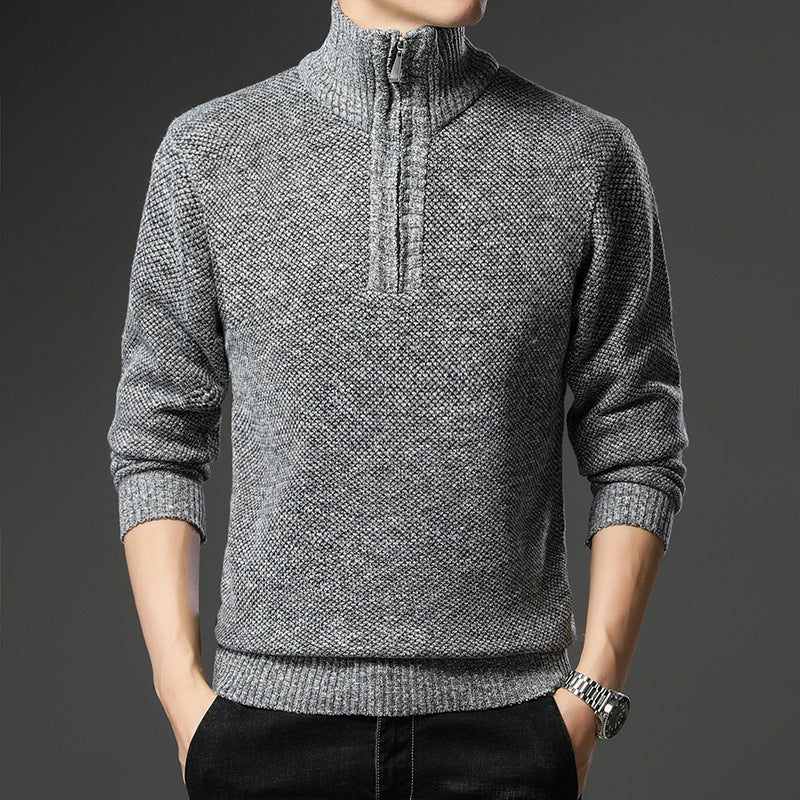 Herren modischer Pullover mit halb hochschließendem Reißverschluss und strukturiertem Design Drune