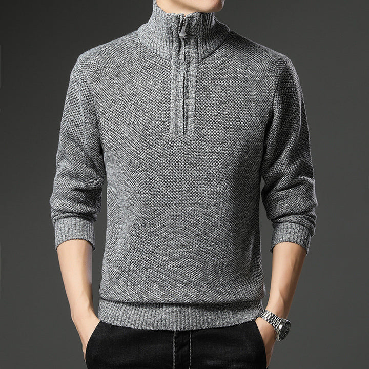Herren modischer Pullover mit halb hochschließendem Reißverschluss und strukturiertem Design Drune