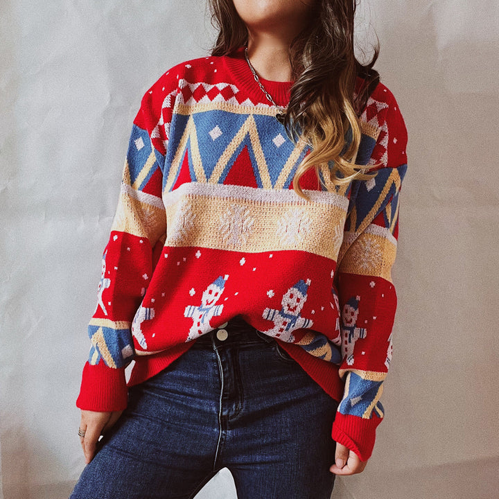 Damen Festlicher Winterpullover mit lebhaftem Weihnachtsdesign Drune