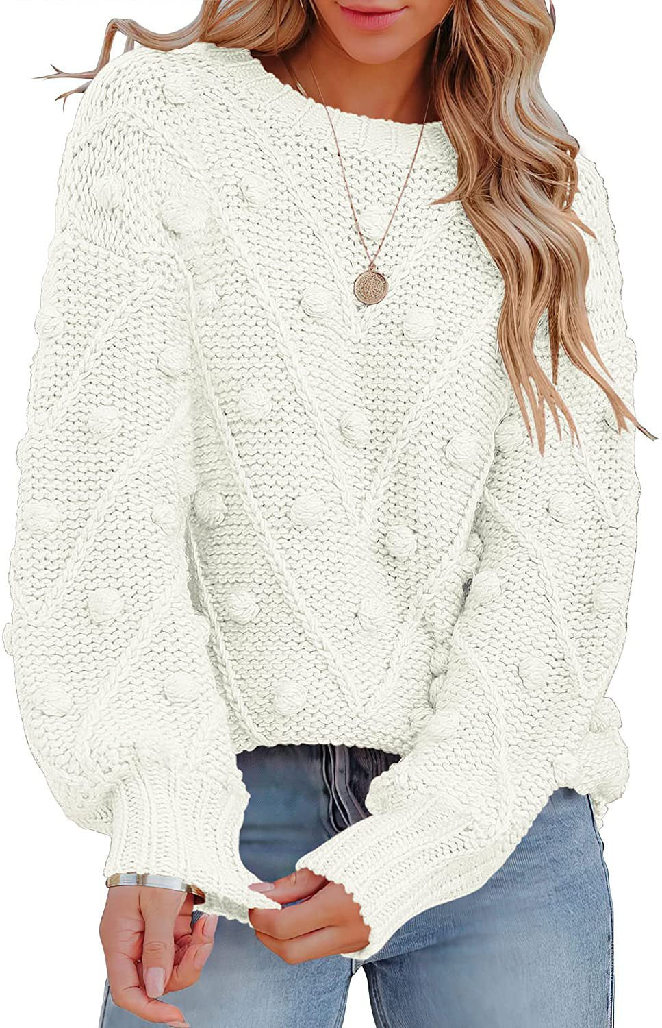 Damen stylischer Strickpullover mit strukturiertem 3D-Muster Drune