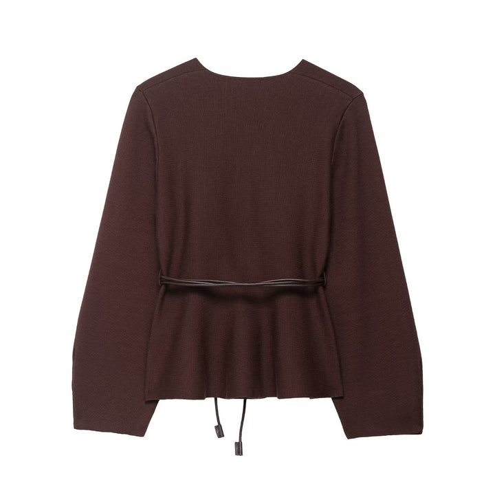 Damen elegante Wickeljacke mit Taillengürtel Drune