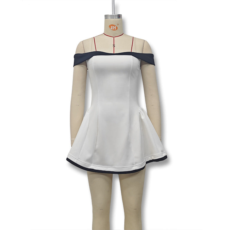 Damen Offshoulder Mini Kleid mit verspieltem Schnitt Drune