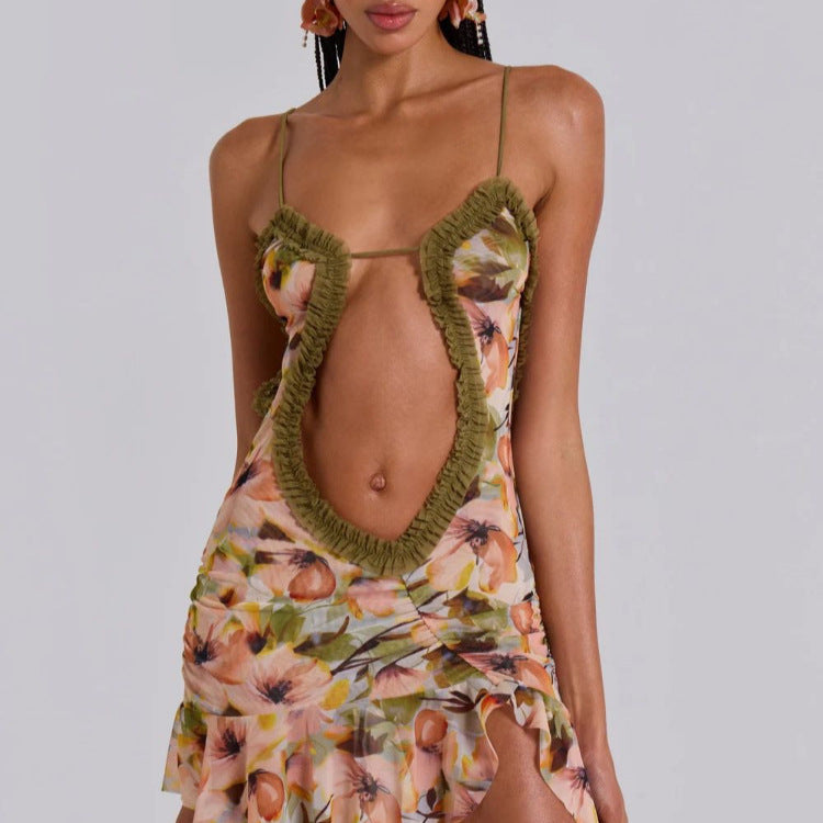 Damen Sommerliches Minikleid mit Raffungen und asymmetrischem Saum Drune