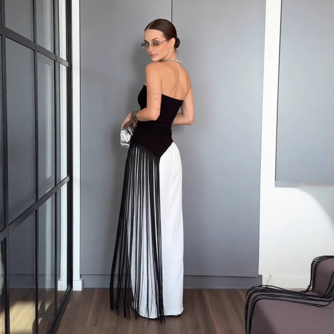Damen Maxikleid mit schimmerndem Fransen-Design Drune