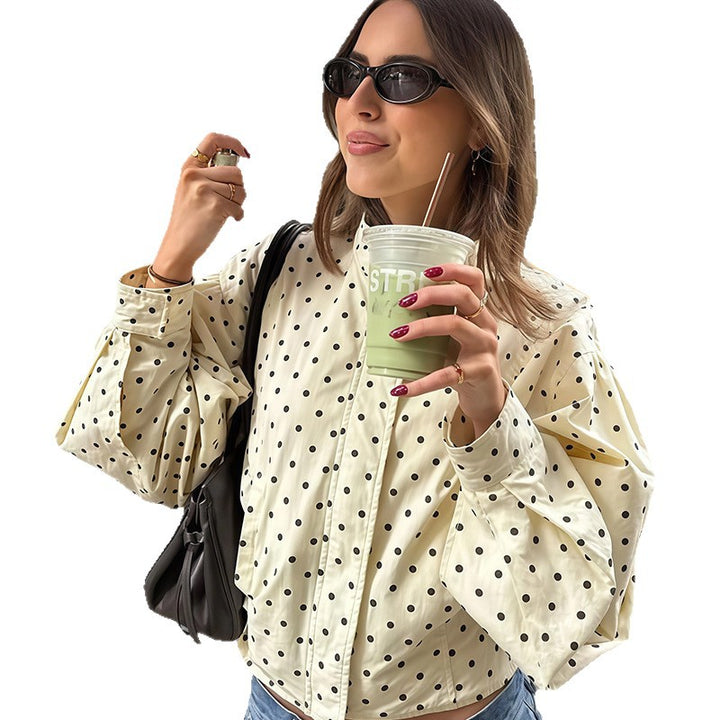 Damen modische Kurzjacke mit Punkten und lässigem Schnitt Drune