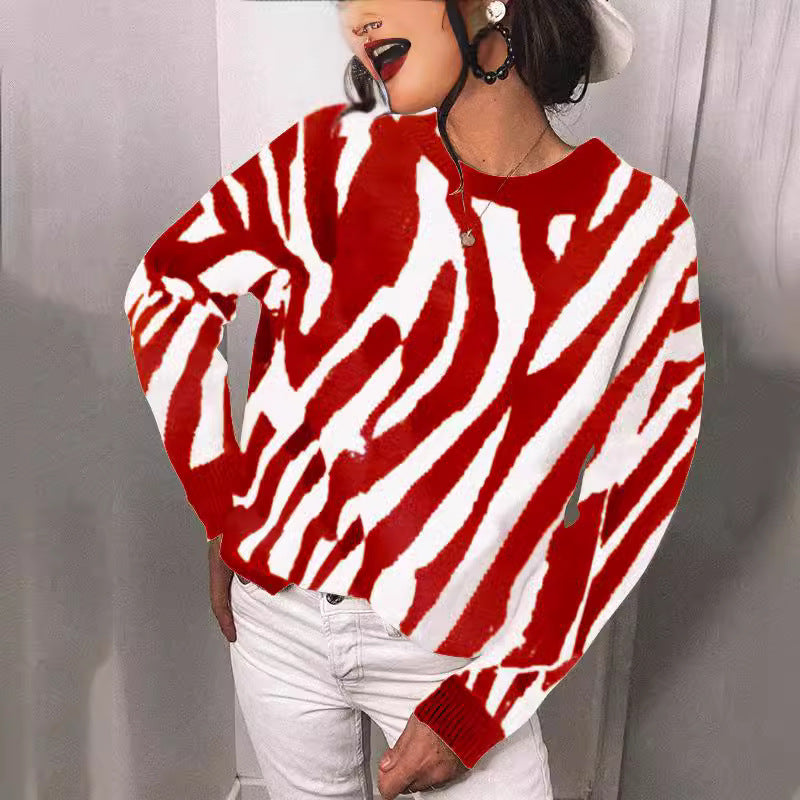 Damen Strickpullover mit modernem Streifenmuster und lässigem Schnitt Drune