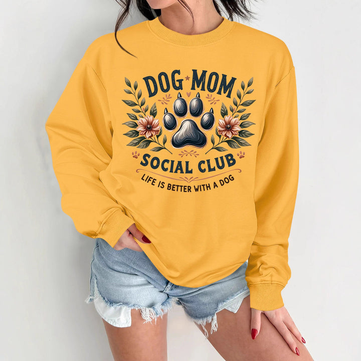 Damen Sweatshirt mit trendigem Hundemotiv und aufgepepptem Aufdruck Drune