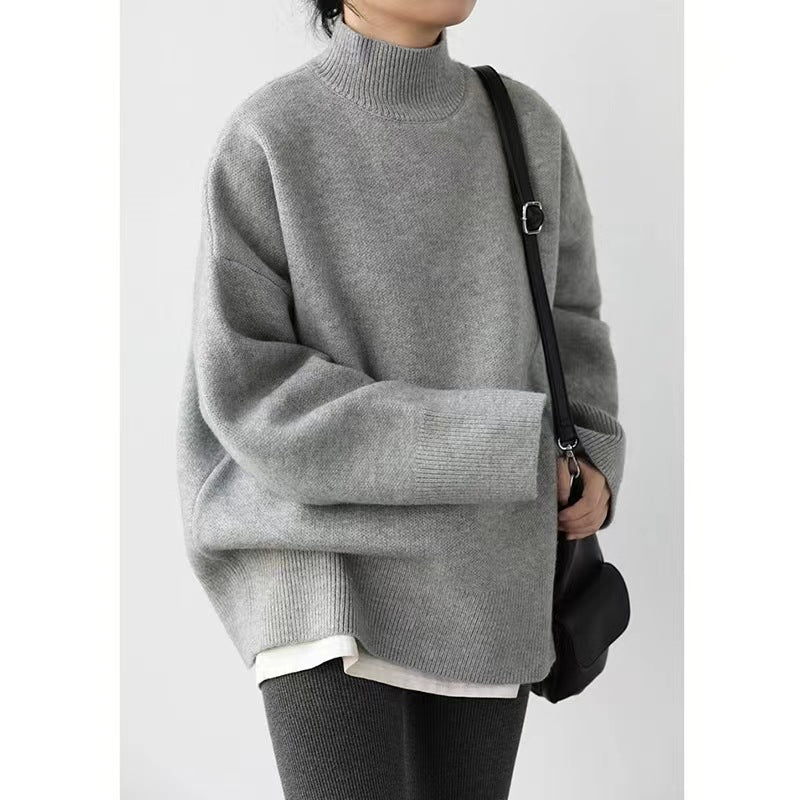 Damen Grobstrickpullover mit hohem Rollkragen und überschnittenen Schultern Drune