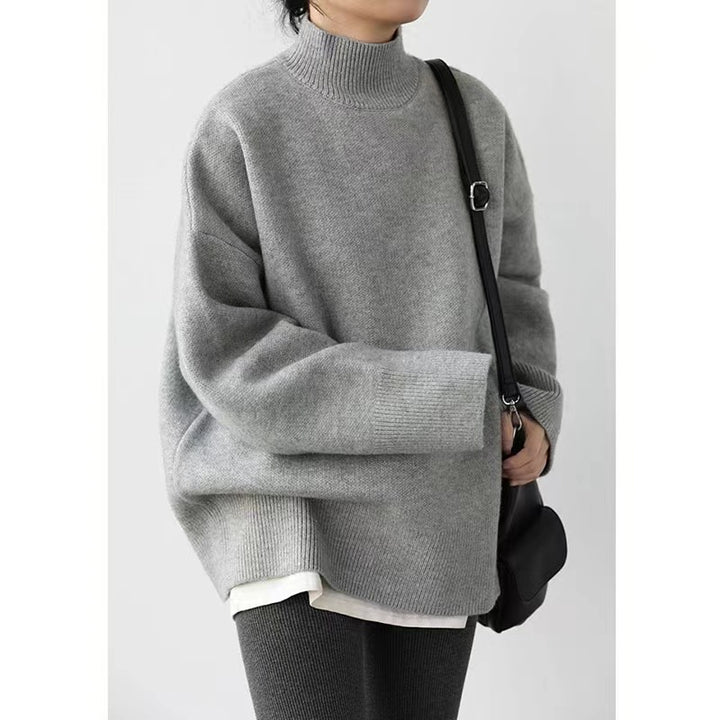 Damen Grobstrickpullover mit hohem Rollkragen und überschnittenen Schultern Drune