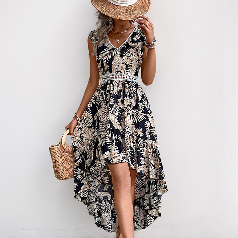 Damen Maxi-Kleid mit floralem Design und verspieltem Rüschensaum Drune