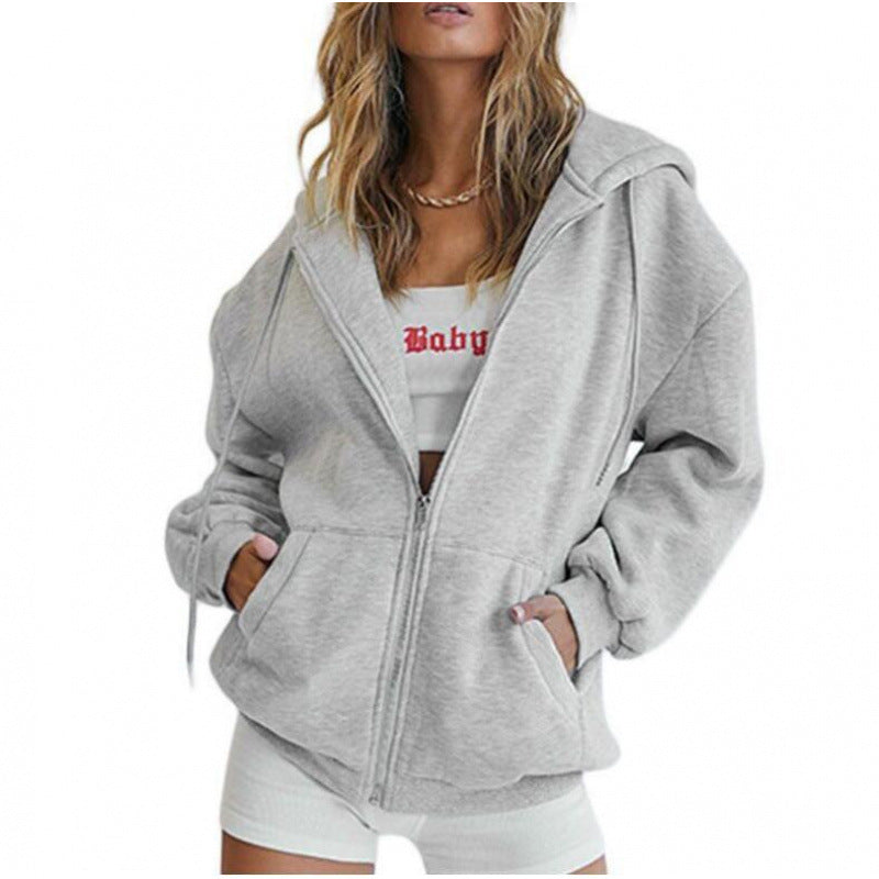 Damen Oversize Hoodiejacke mit hohen Kragen Drune
