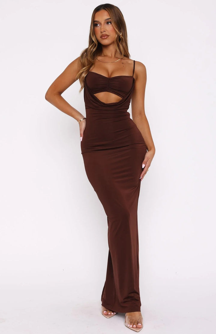 Damen Elegantes Cut-Out Maxikleid Drune
