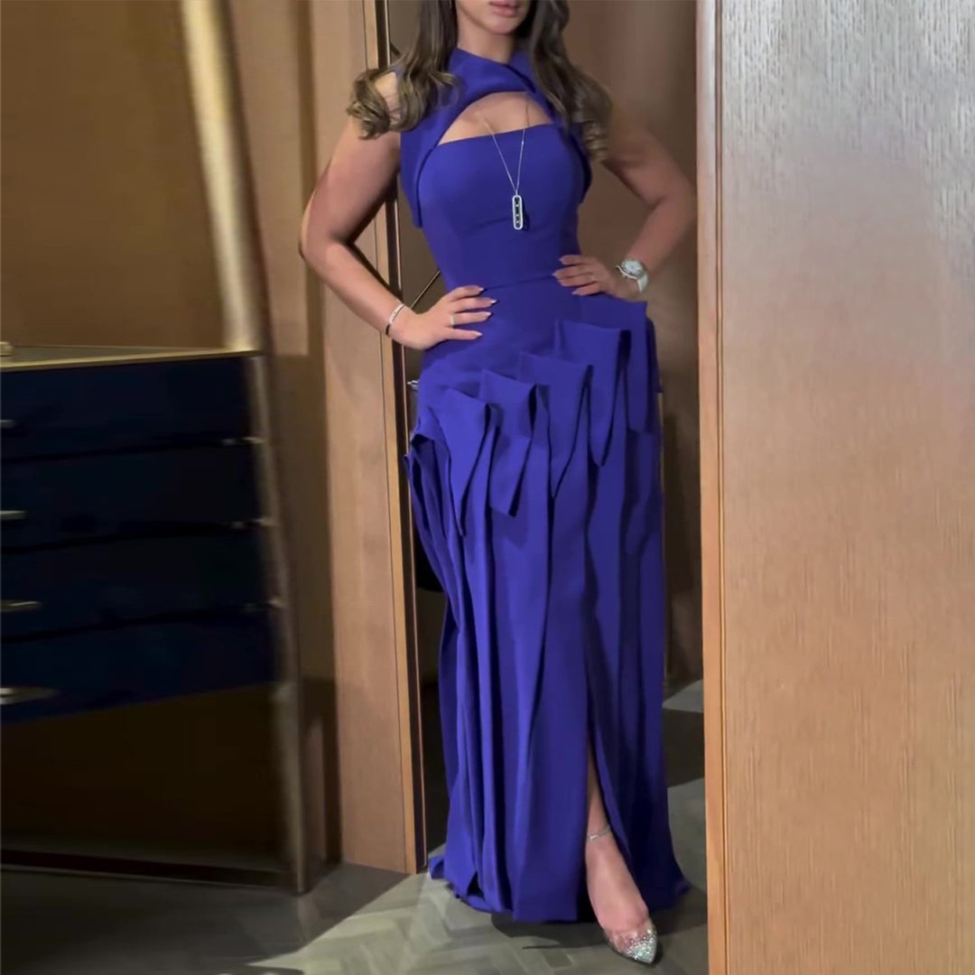 Damen Maxikleid mit außergewöhnlichem Cut-Out und voluminösen Drapierungen Drune