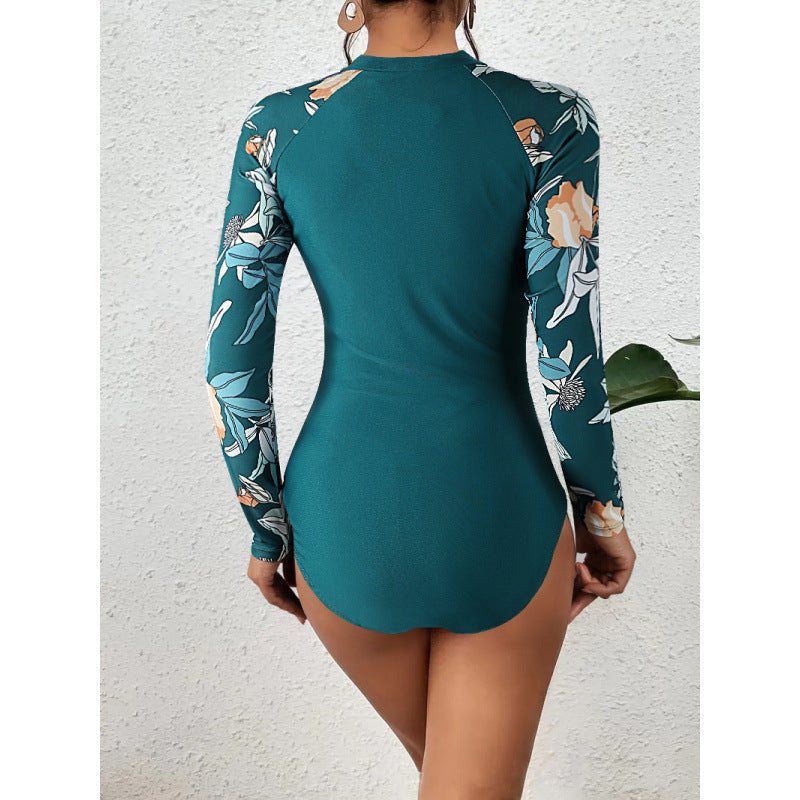 Damen Surfanzug mit floralem Farbdesign und sportlichem Reißverschluss Drune