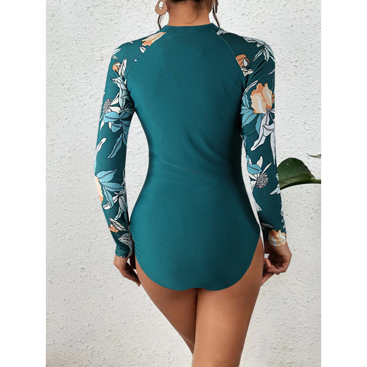 Damen Surfanzug mit floralem Farbdesign und sportlichem Reißverschluss Drune