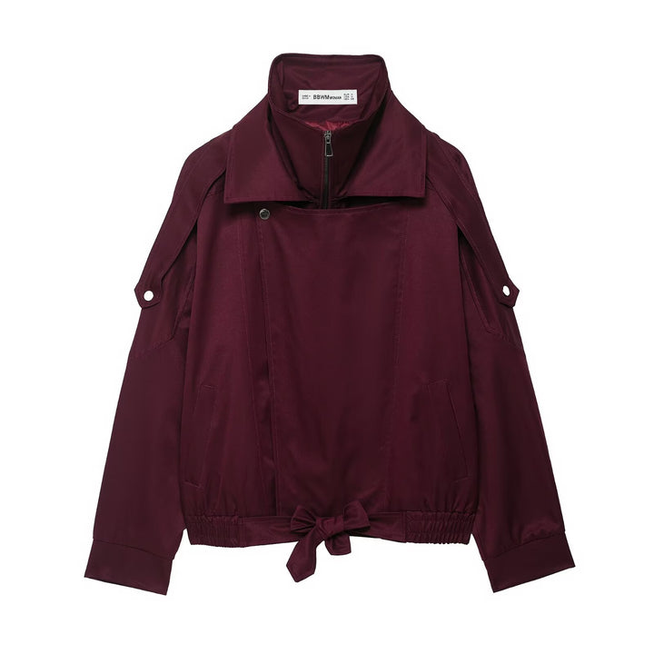 Damen modische Übergangsjacke mit seitlichem Reißverschluss und taillierbarem Kordelzug Drune