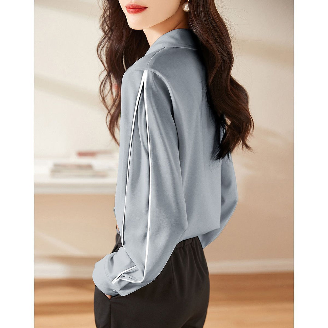 Damen elegante Bluse mit klassischen Knopfdetails Drune