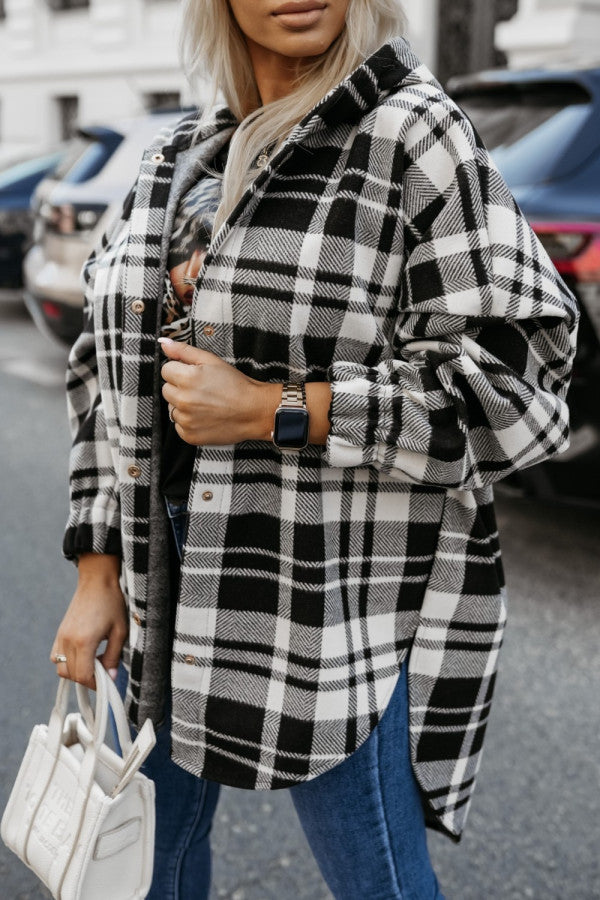 Damen Oversized Hemdkleid im modernen Karomuster Drune
