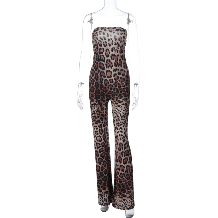Damen Modischer All-in-One Jumpsuit mit Leopardenmuster und Raffinierter Passform Drune