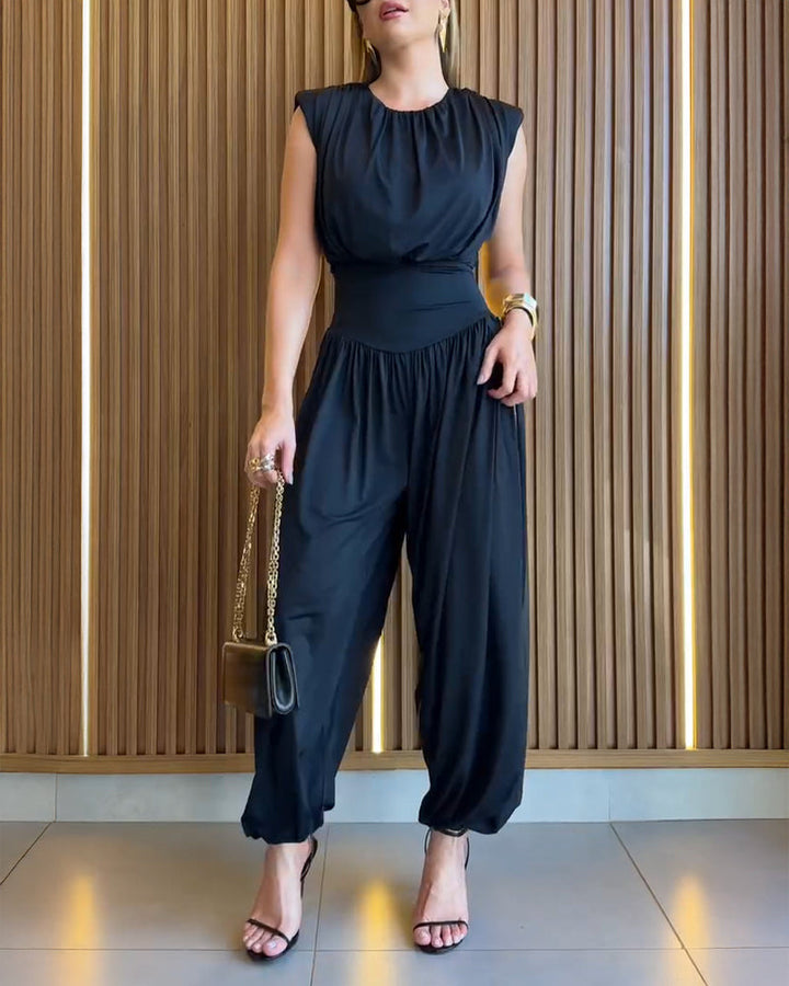 Damen modischer Jumpsuit mit elastischem Taillenbund und innovativem Schnitt Drune