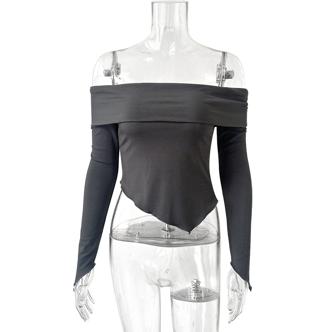 Damen Off-Shoulder Shirt mit eleganten Trompetenärmeln Drune