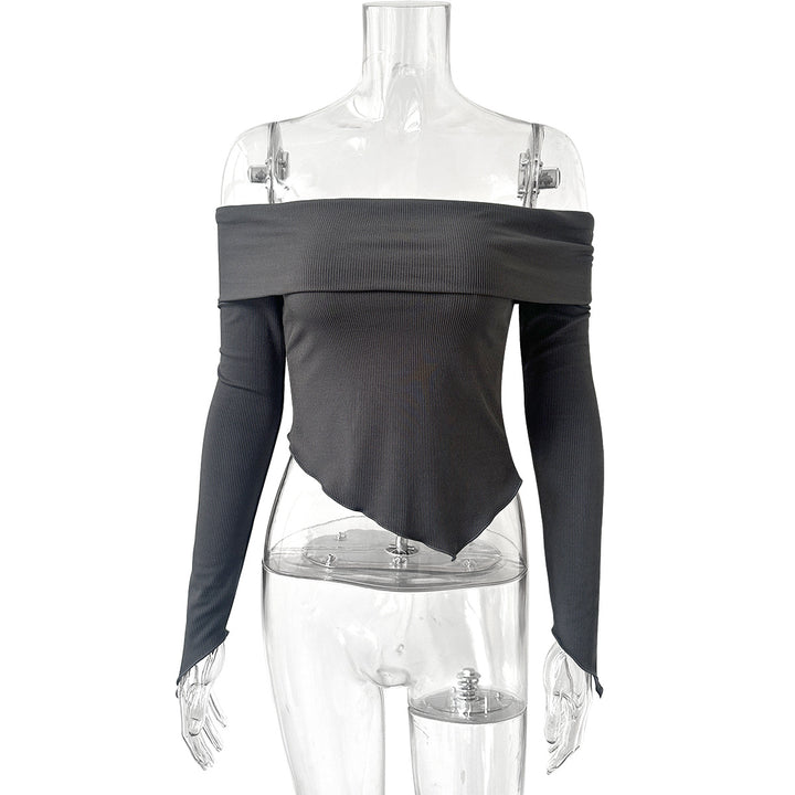 Damen Off-Shoulder Shirt mit eleganten Trompetenärmeln Drune