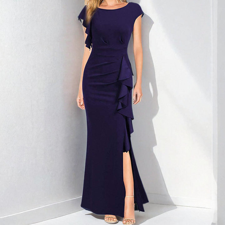 Damen Etuikleid mit asymmetrischen Volants und hohem Schlitz Drune