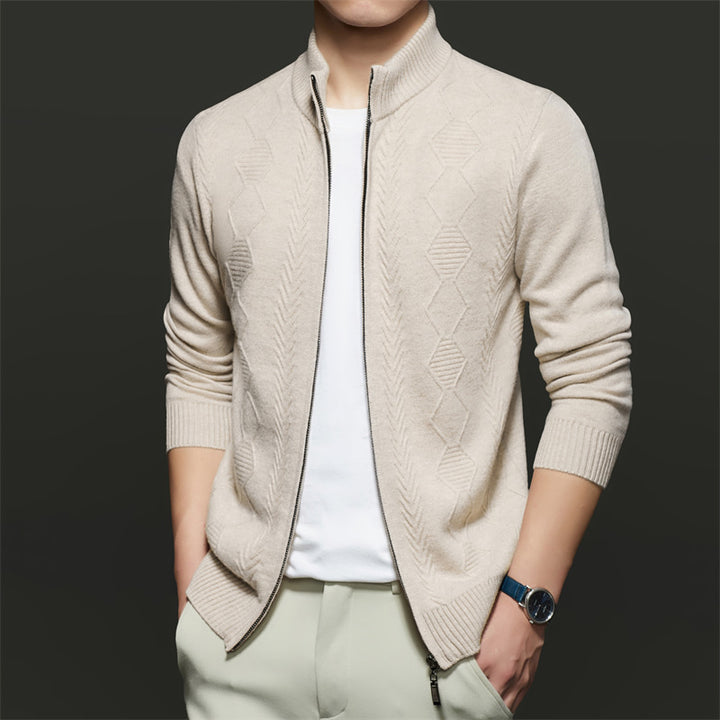 Herren Strickjacke mit modernem Zipper und strukturiertem Design Drune