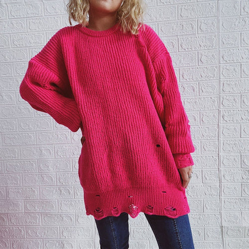 Damen lässiger Oversized Pullover mit strukturiertem Strickdesign Drune