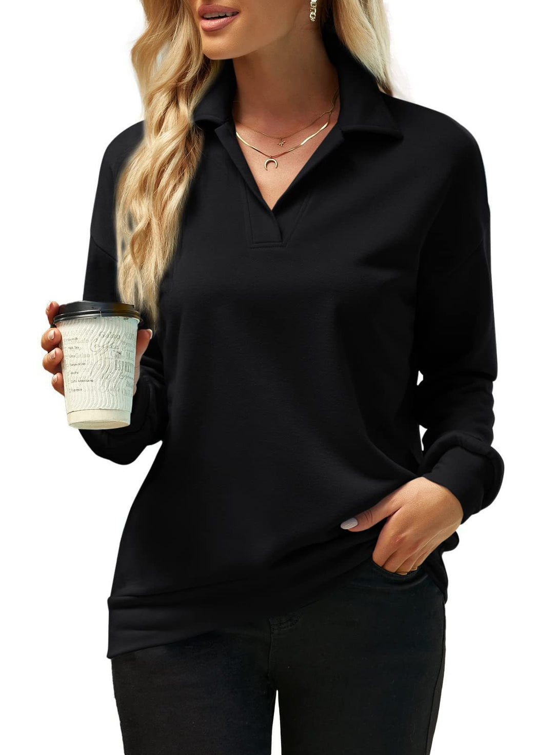 Damen Sweatshirt mit modernem Polokragen und komfortabler Passform Drune