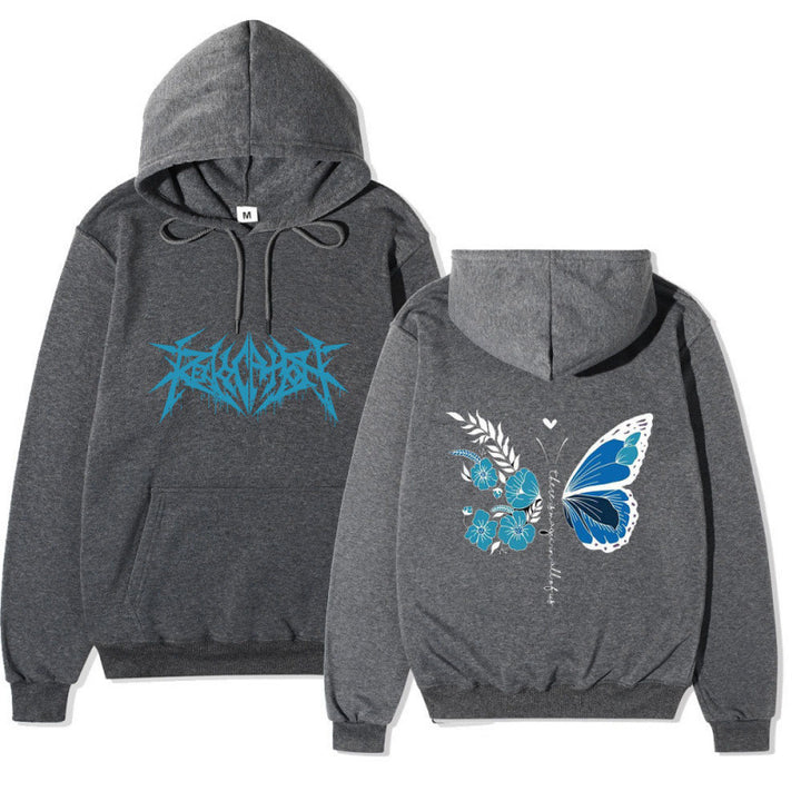 Damen Kapuzenpullover mit einzigartigem Schmetterlings- und Blumenmotiv Drune